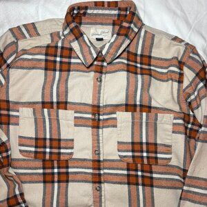 Universal Thread Womens Flannel Sz L Orange Plaid Country Ranch Cabincore Fall